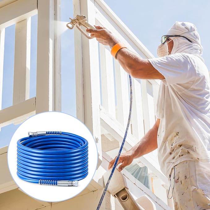 50Ft x 1/4" Airless Paint Sprayer Hose, 8500PSI High Pressure Airless Paint Spray Hose with 5Ft Whip Hose & 1/4" Hose Connector & Sprayer Swivel Joint for Airless Spraying Machine