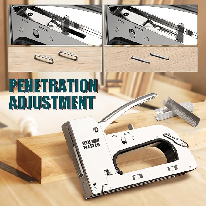 NEU MASTER Staple Gun for Wood, All Steel Staple Gun with 4000Pcs Staples, Upholstery Staples Gun for Fixing Material, Decorating, Woodworking, Furniture
