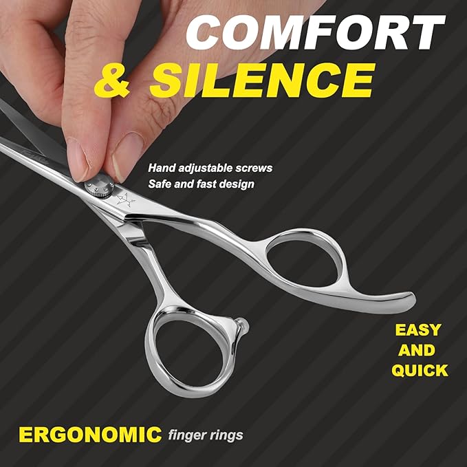 High-end Professional Extremely Very Sharp Barber Hair Cutting Scissors Hairdresser Shears For Hair 6.25 Inch Haircut Scissor Made Of Stainless Steel Alloy For Hairdressing Salon and Home Use