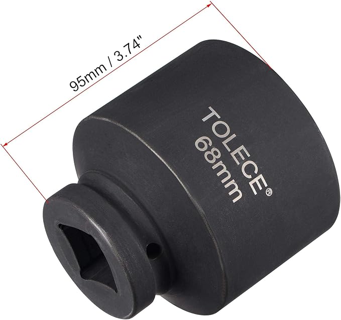 uxcell 1-Inch Drive 68mm 12-Point Impact Socket, CR-MO Steel 95mm Length, Standard Metric Sizes
