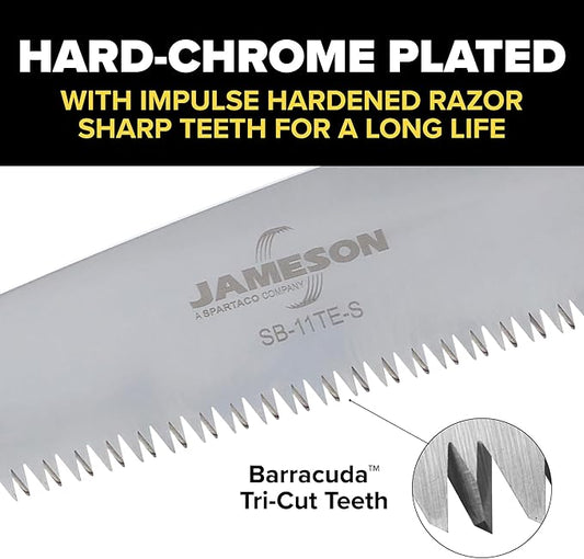 Jameson HS-11TE-SOL 11" Straight Blade Hand Saw With Ergonomic Handle & Leather Scabbard