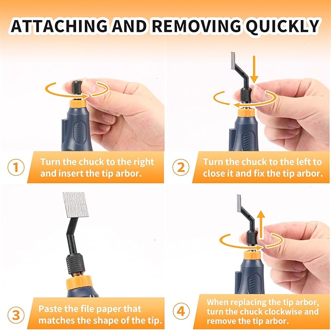 Reciprocating Sander, Variable Speed and USB Charging with LED Light, Pen Sander With 6pcs Sanding Head, Fit for Sanding, Polishing, Finishing, DIY Crafts (Blue)