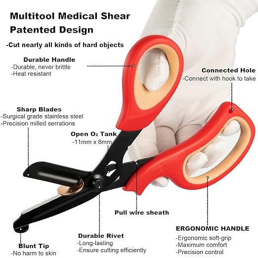 MEUUT 2 Pack Trauma Shears Patented Bandage Scissors - Medical Supplies with 8 inch Heavy Duty Medical Scissors for EMT Workers Nurses