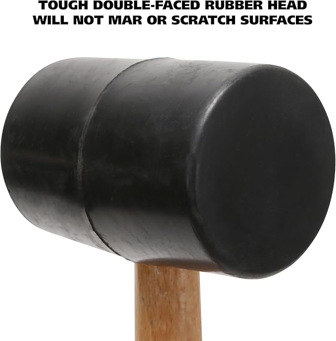GreatNeck RM32 32 Oz Rubber Mallet Hammer For Construction, Woodworking, Automotive, Heavy Duty Double Faced Mallet Features Polished Hardwood Handle, Dual Sided Non-Marring Rubber Head