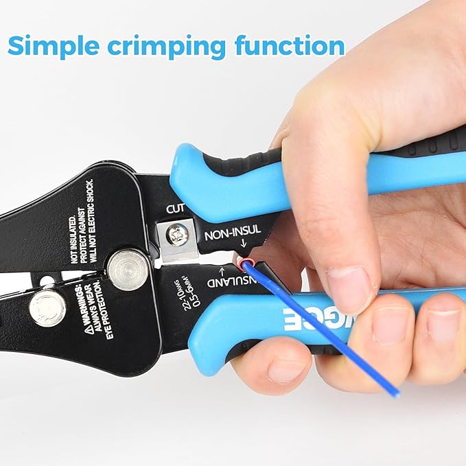 WGGE Automatic Heavy Duty Wire Stripper/Wire Cutter, 3 IN 1 Adjustable Wire Stripper Tool for 8-18 AWG Solid and Stranded Electrical Wire | 10-22 AWG Wire Crimping Tool