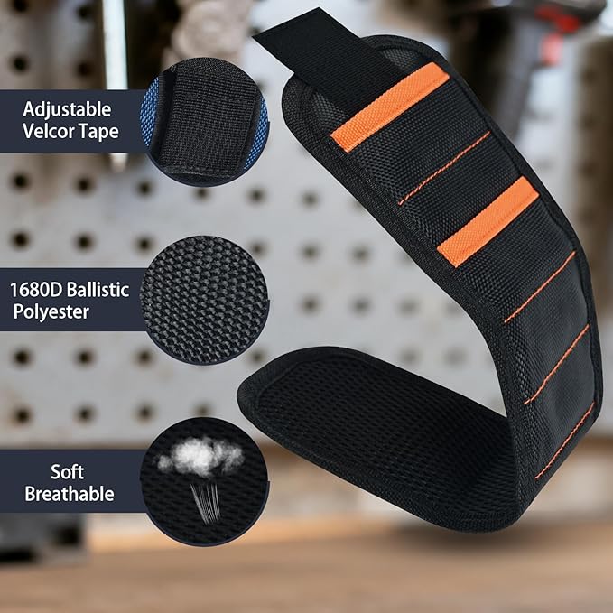 Azuneyeunt 2 Pack Magnetic Wristband for Tools ??Lightweight Tool Belt & Portable Magnet Wristband for Holding Screws, Nails, Drilling Bits ??Best Tool Gifts for Dad, Husband, Grandpa, & Handyman