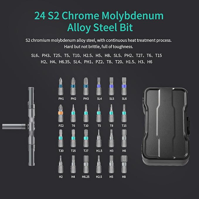 24 in 1 Magnetic Screwdriver Set, DIY Ratchet Screwdriver Set with Detachable Handle, Portable Compact Repair Tool Kit for Furniture Laptop Electronicsv Bicycle