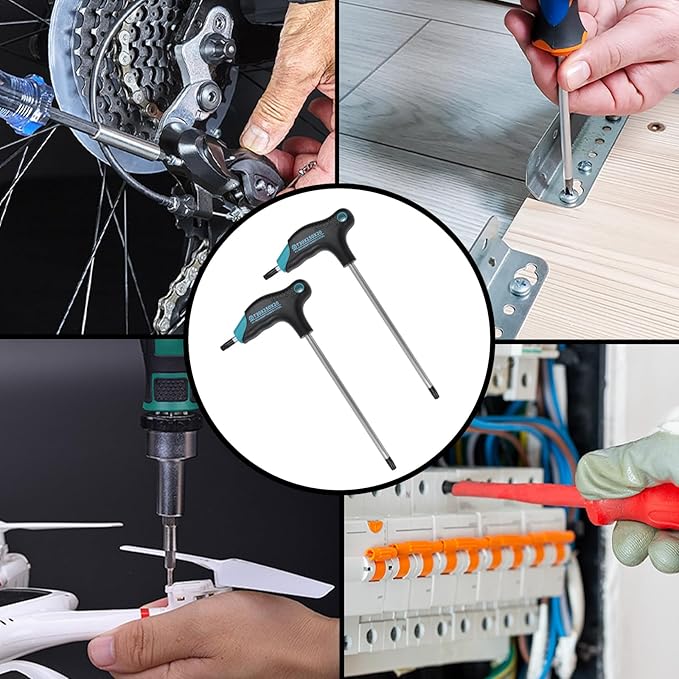 Antrader T30 Torx Wrench,Anti Tamper Proof Hex Key,Cr-V Steel T-Handle Dual End Long Arm Screwdriver 2pcs