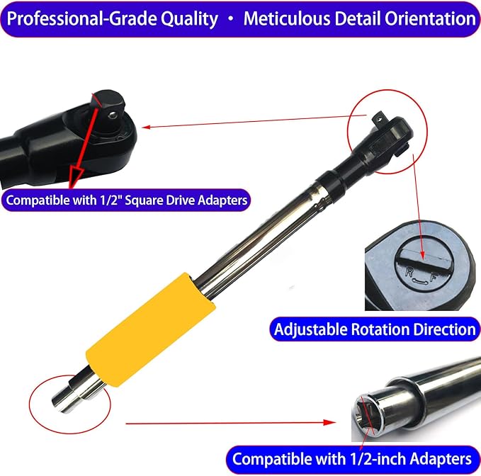 Offset Wrench Extender - 1/2" Drive Impact Wrench Adapter, Heavy-Duty Ratchet Extension for Tight Spaces, Fits Standard Sockets (Yellow)
