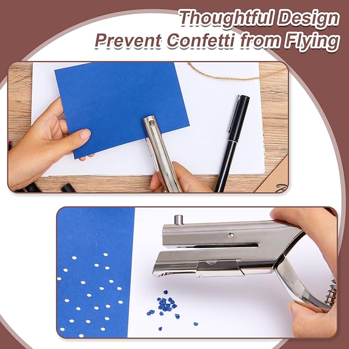 Chumia 1 Pcs Heavy Duty Hole Punch 2" Long Reach 1/4 Inch Paper Single One Hole Puncher Deep Throat Reduced Effort Hand Held Alloy Punch for ID PVC Cards 5 Inch Tall 25 Sheet Capacity