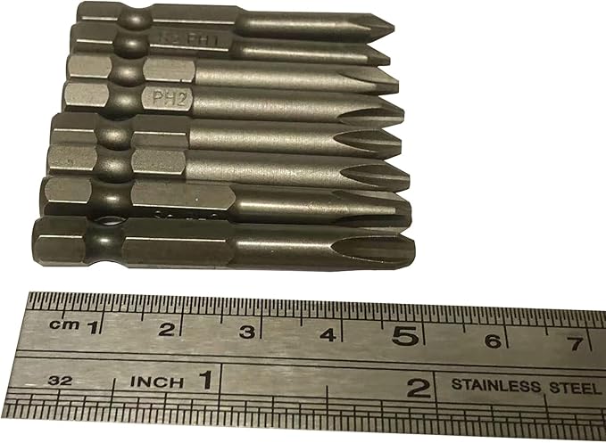 aiyun 12 Piece Slotted Phillips Head Drill Bits, 1/4 Hex Shank Magnetic Screw Driver Bit Set S2 Steel 2 Inch Long Screwdriver Sets (2 Inch)
