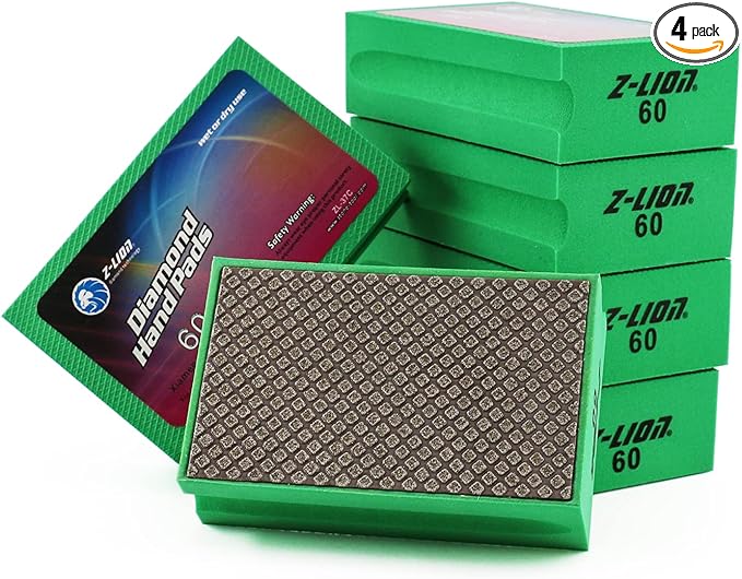 Z-Lion Electroplated Diamond Hand Polishing Pads Foam Back for Granite Marble Stone Glass Ceramic (60#)