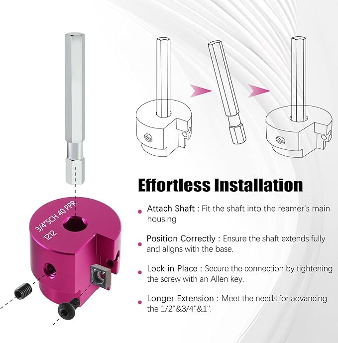 PVC Pipe Reamer Kit 1 PCS 3/4"(PPR75) for SCH 40 CPVC & ABS Plastic Fittings ??Fits 1/2" Drills with 3/8" Hex Shaft ??Ideal for Exhaust, Drain & Water Pipe Cleaning, Durable & Heavyduty