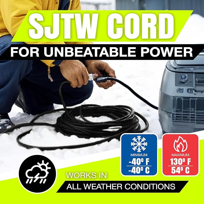 75ft Outdoor/Indoor Extension Cord 16/3 Gauge Heavy Duty 3 Prong SJTW, Waterproof, Flexible Cold-Resistant Long Power Cord,10A 125V 1250W, Black by LifeSupplyUSA