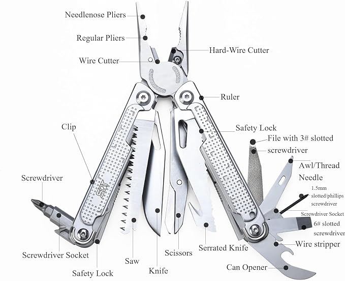 SQT2048 20-in-1 Multitool, Foldable & Self-Locking, Professional Tool for DIY, Home Repairs, Outdoor Camping ??Must-Have Gifts for Men, Compact, Durable, All-in-One Tool for Every Task