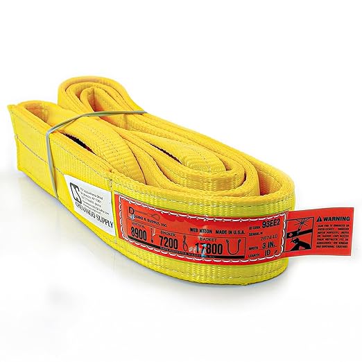 DD Sling 3 Inch x 10 Foot Nylon Lifting Sling – USA Made, 8,900 lb Vertical, 7,200 lb Choker, 17,800 lb Basket – 2-Ply Heavy Duty 900 Webbing, Type 4 Twisted Eye & Eye Rigging Sling
