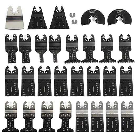 findmall Oscillating Saw Blades Kit 31Pcs Universal Quick Release Oscillating Tool for Metal Wood Multitool Blades