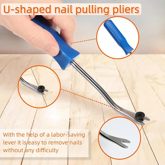 4 Pcs Staple and Nail Puller Tool Kit Set - Professional Upholstery Staple Remover, Tack Lifter, Nail Puller Pliers & Fastener Remover for Wood, Furniture, Flooring, Walls, Cars & Photo Frames