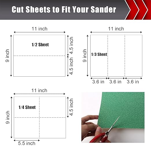 25 PCS Sandpaper, Sandpaper Assortment for Wood Metal Furniture Hand Sander Sand Paper 80/120/150/220/320 Grit Sandpaper Sheets Cut for Use 9" x 11"