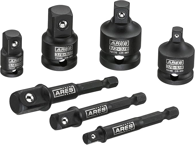 ARES 28000 - Impact 3-Inch Extension and Socket Adapter Set - Includes 3-Inch Extensions in 1/4-Inch Drive, 3/8-Inch Drive, and 1/2-Inch Drive, 2 Adapters, and 2 Reducers …