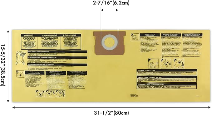 Shop-Vac 90671 Genuine Type H 5-to-8-Gallon High-Efficiency Disposable Collection Filter Bag 4 Pack, Yellow