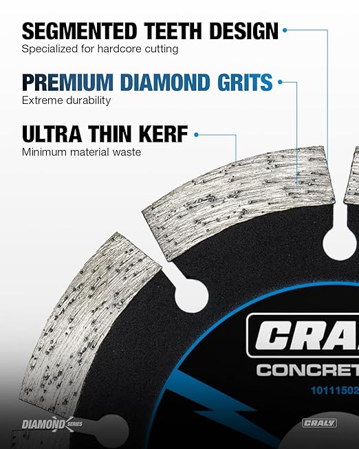 CRALY 4-1/2 Inch Super Thin Segmented Diamond Blade, 7/8 in Arbor, 4.5'' Diamond Stone Blade for Angle Grinder & Masonry Saw, Diamond Cutting Wheel for Cutting Concrete, Brick, Granite, Block, 2PC