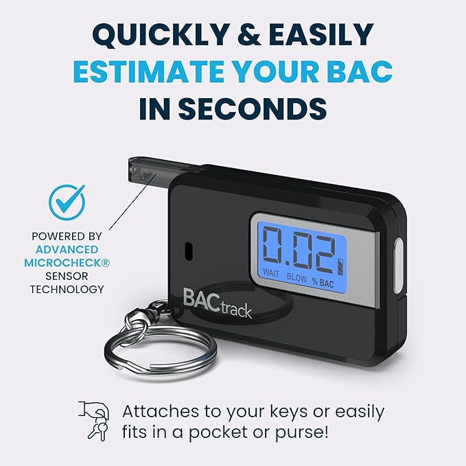 BACtrack Go Keychain Breathalyzer - Black (2 Pack) | Ultra-Portable Pocket Keyring Alcohol Tester for Personal Use