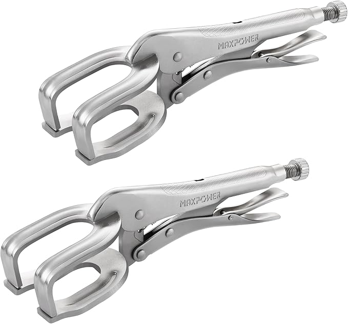 MAXPOWER 10-inch Locking Pliers Welding Clamp, U-shaped Jaw Max Capacity Up to 3.54", 2-Piece Locking Welding Clamps