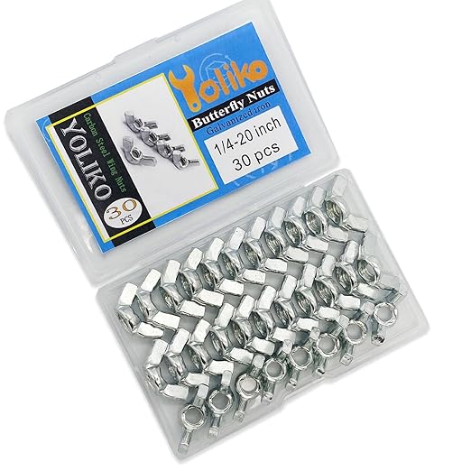 30 PCS 1/4-20 Inch Wingnuts, Quality Carbon Steel Wing Nuts Zinc Plated Fasteners Parts Butterfly Nut, Hand Twist Tighten Hardware Nuts Butterfly Wing-Nut 1/4-20??Assorted Kit