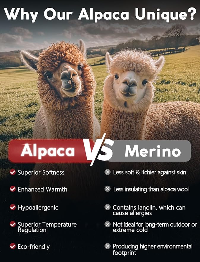 Alpaca Wool Boot Socks Men and Women, Heavyweight Thick Thermal Socks Cold Weather Hunting Hiking, Moisture Wicking