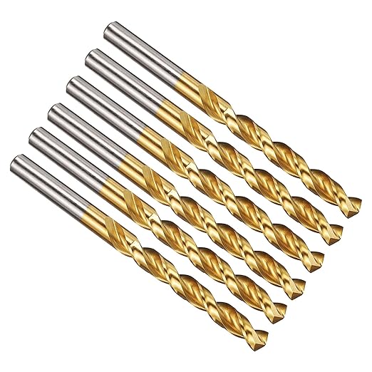 PATIKIL 8mm Drill Bit, M42 8% Cobalt High-Speed Steel Jobber Straight Shank 135° Titanium Nitride (TiN) Coated for Hard Metal Stainless Steel - 6 Pack