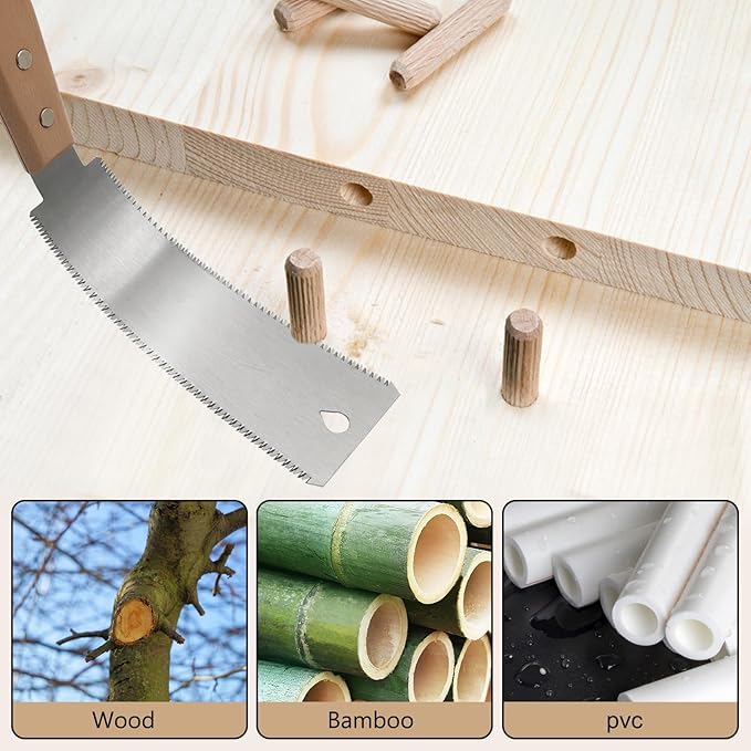 6 Inch Japanese Pull Saw, Double-sided Fine Teeth Wood Saw for Hardwood & Softwood Woodworking Trim (15/17TPI)