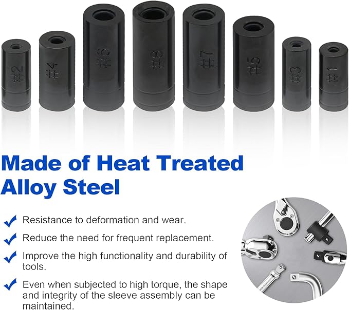 8PC 70500 Tap Socket Set Use with 1/4" & 3/8" Drive, Fit Fractional MCTI Standard Tap thru 1/2" & 1/8" NPT taps Metric Tap thru 12mm Manufactured to MCTI Standard
