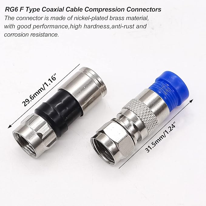 mxuteuk Coax Cable Crimper Kit Adjustable RG6 RG59 RG11 75-5 75-7 Coaxial Compression Tool Fitting Wire Stripper With 10 pcs F Compression Connectors