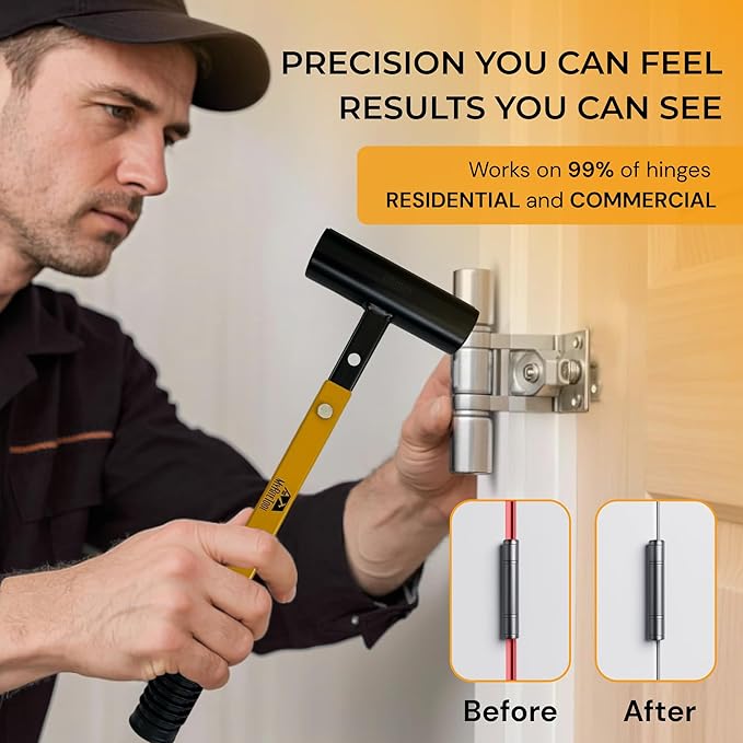MyRiteTool Door Hinge Adjustment Tool Kit. 4-in-1 Precision Hinge Gap Wrench for Door Alignment, Sagging Door Repair & Installation, Reinforced Steel, Adjustable Handle Length, Gloves + Storage Case