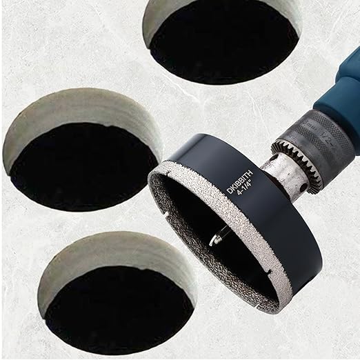 4-1/4" Diamond Hole-Saw Bits with Pilot Drill Bit 4-1/4 in Diamond Tipped Tile Hole Saws with Guiding Bit for Accurate Drilling, for Porcelain Tile Ceramic Pottery Granite Stone Glass Bottles 110mm