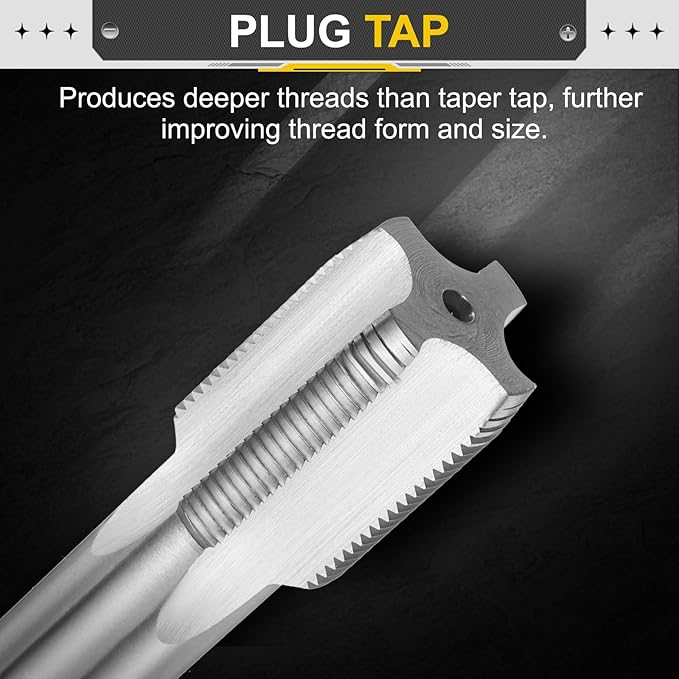 uxcell Hand Plug Tap M25 x 1.5 H2 Metric Thread Plug Style Taps Straight Flute Screw Tapping Threading Tool High Speed Steel HSS6542