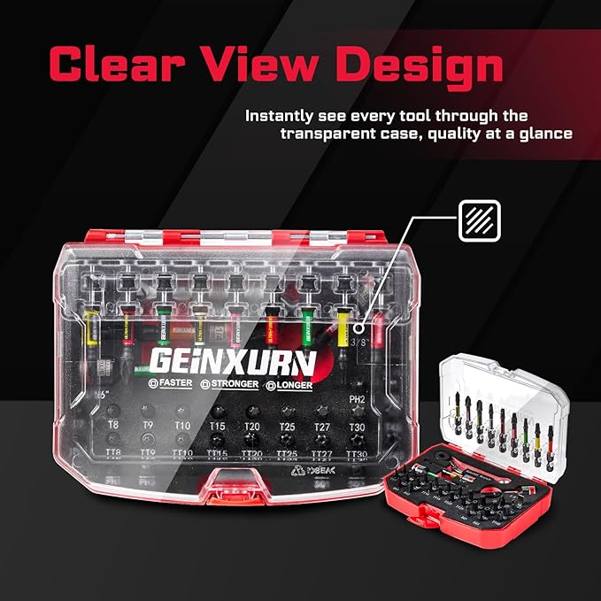 40 Pieces Tool Kit with Matching Storage Box, Include 1??2??S2 Steel Magnetic Screwdriver Bits (Phillips/Square/Slotted/Torx), Nut Driver and Mini Ratchet Wrech for Home Repairs