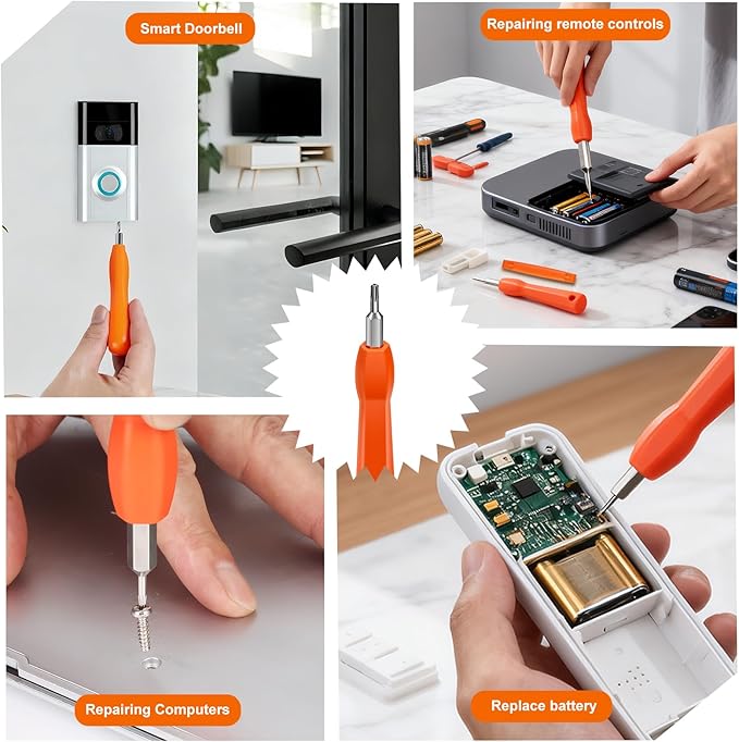 Video Doorbell Screwdriver, Double-Ended T6 T15 Screw Driver Tool for Camera Video Doorbell Replacement, Battery Change, Wifi Password Reset