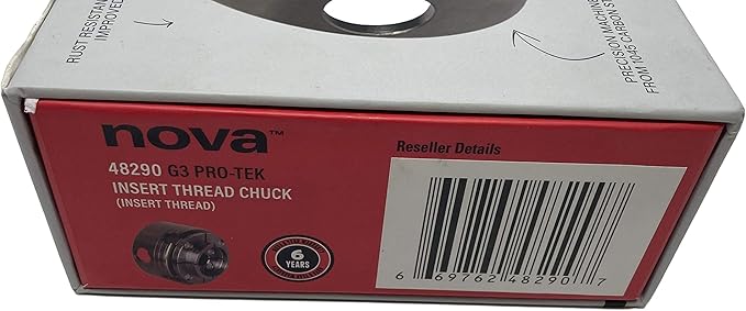 Nova 48290 Premier Pro-Tek G3 Wood Lathe Chuck Kit with Pro-Tek 2" Jaw Set, Woodworm Screw, & accessories, bundled with Nova ISNS 5/8" Plain Bore Insert (to fit Shopsmith Etc.)