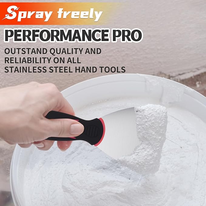 Drywall Knives Set, Paint Spatula with Bag and Plastic Handle, Rustproof Putty Spatula, Stainless Steel Putty Knife for Scraping Wallpaper and Drywall (8Pcs)