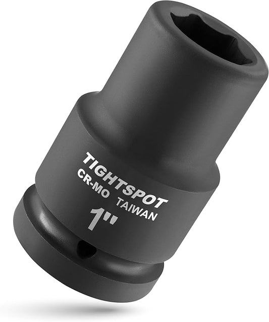 TIGHTSPOT 1" Drive Deep Impact Socket 1 Inch SAE Professional CR-MO Jumbo Socket 6 Point Built for Automotive Truck and Equipment Service