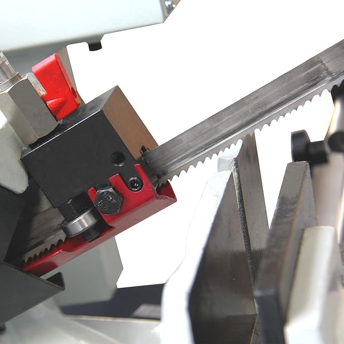 KAKA Mitering Metal Band Saw with 7.8 inch x 4.7 inch Cutting |45° Miter Angle, 1.1HP Motor for Steel and Aluminum, Auto Shut-Off Safety | BS-75G with Coolant System