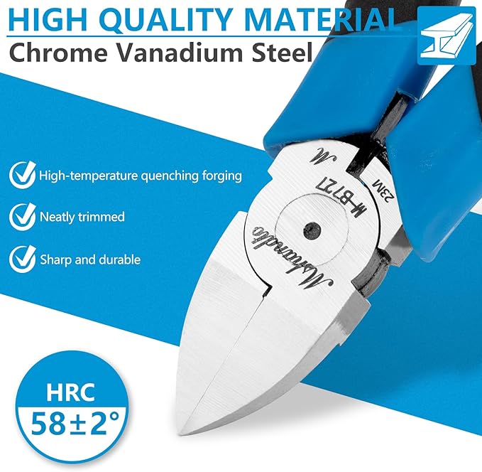 Wire Cutters Flush Cutters for Jewelry Making, Ultra-Sharp Side Cutters, CR-V Diagonal Cutters for Crafting, Flush Cut Pliers for Soft Copper Wire, Floral, Circuit Board (7" 1Pack)