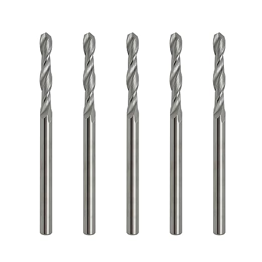 1/8" Solid Carbide Jobber Drill Bits with Straight Shank and 118째 Point Angle, Made from Tungsten Carbide Material,5-Pieces