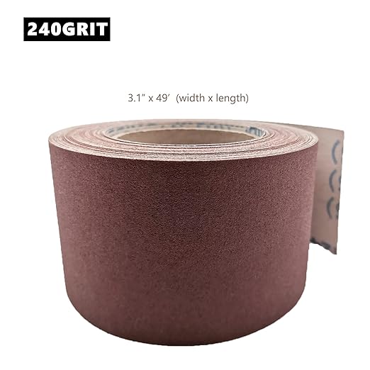 3 Inch x 49 Feet Emery Cloth Roll Aluminum Oxide Abrasive Paper Roll Continuous Sandpaper for Metalworking, Woodworker, Furniture Repair, Sanding (240 Grit)