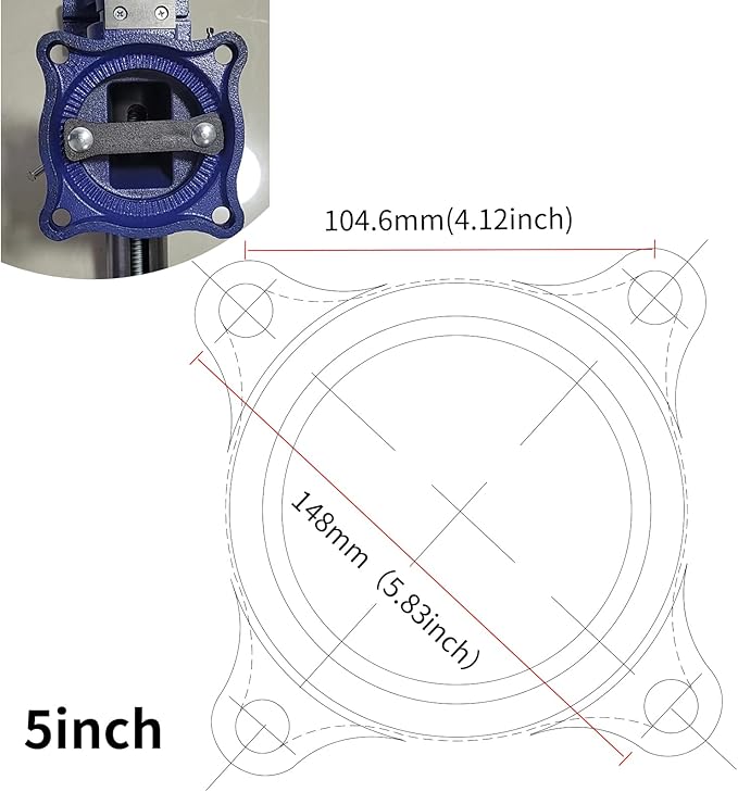 COGNATIVE 5-Inch Heavy Duty Bench Vise Ductile Iron Bench Vise 360째 Multi-Purpose Bench Vice with Anvil, Clamp force 4000KG, Blue