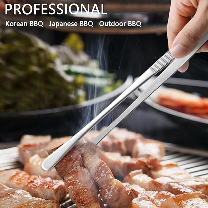 Professional 12-Inch Extra-Long Stainless Steel Tweezers – Precision Slanted Tip for Electronics, Mechanical Repair, Crafts & Beauty (Anti-Slip Grip)