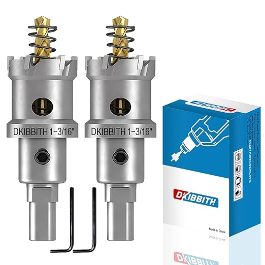 TCT Hole Saw Set, 2-Pack of 1-3/16" (30mm) Heavy Duty Tungsten Carbide Tipped Hole Cutters for Stainless Steel Mild Steel Copper Iron Brass Plastic and More, with Titanium-Plated Pilot Drill Bits.