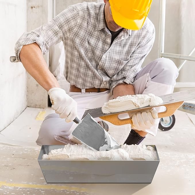 DEKEones Drywall Pan Mud, 12??Stainless Steel Watertight Reinforced Mud Pan, Tapered Sides, Drywall Tool Tray Bucket